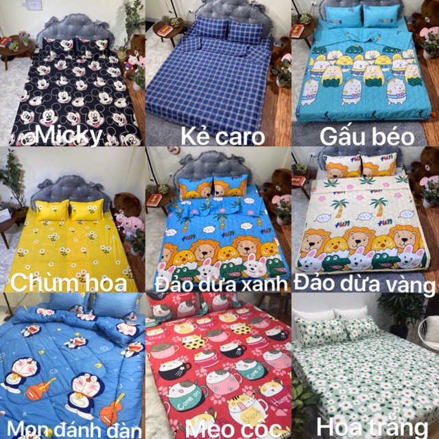 Set ga gối chăn hè Cotton poly 5 món mới nhất. Được chọn mẫu