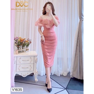 Váy hồng trần vai body v1635 - dolce viva collection