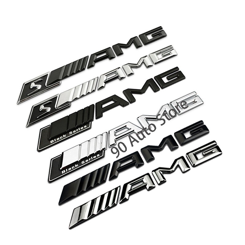 Miếng Dán Trang Trí Xe Hơi In Chữ AMG SAMG 3D Màu Đen Và Bạc Cho Mercedes Benz W210 W203 W204 W202