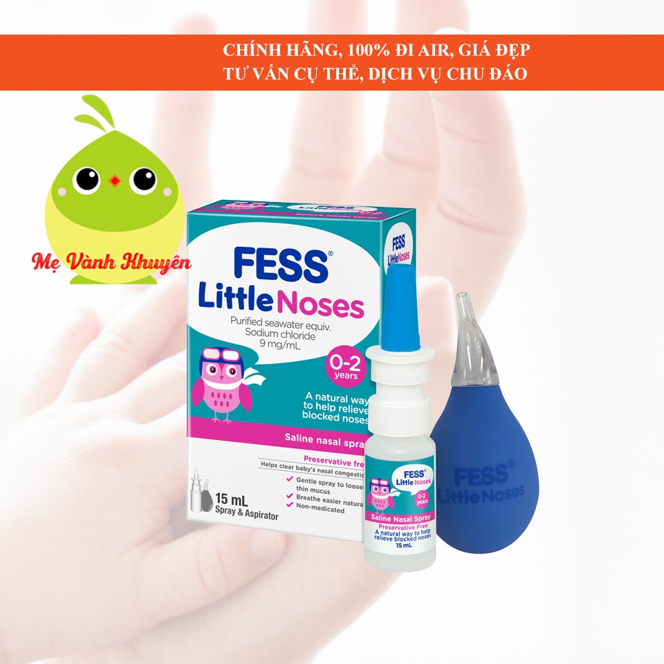 Xịt mũi kèm bóng hút Fess Little Noses, Úc (15ml)