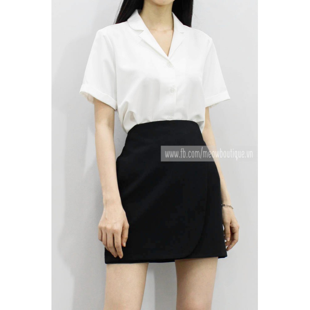 [Hình thật tự chụp] Váy chữ A vạt bầu công sở nữ Meow Boutique