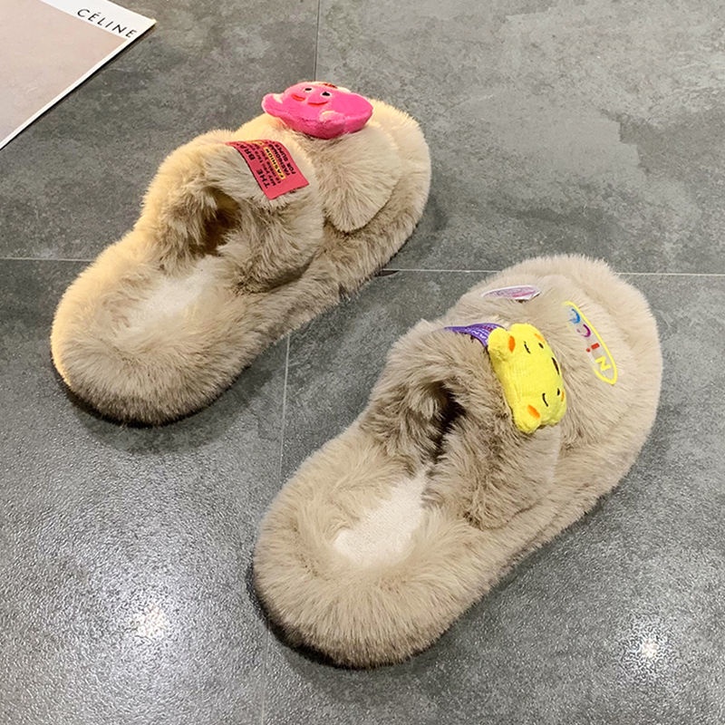 Dép Bông Đi Trong Nhà Đế Dày Chống Trượt Hình Hoạt Hình Dễ Thương Cho Nữ