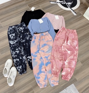 Set áo croptop mix quần loang