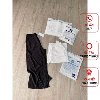 Quần đũi nữ ống rộng lưng cao vải đũi cạp chun sau Q813