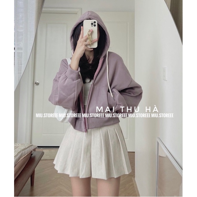 ÁO KHOÁC NỈ HOODIE DÁNG CROPTOP AKNHDC