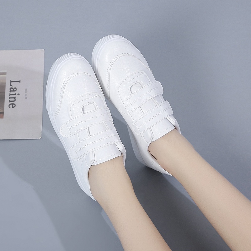 Giày thể thao vải canvas màu trơn mũi tròn thời trang phong cách Hàn Quốc cho nữ
