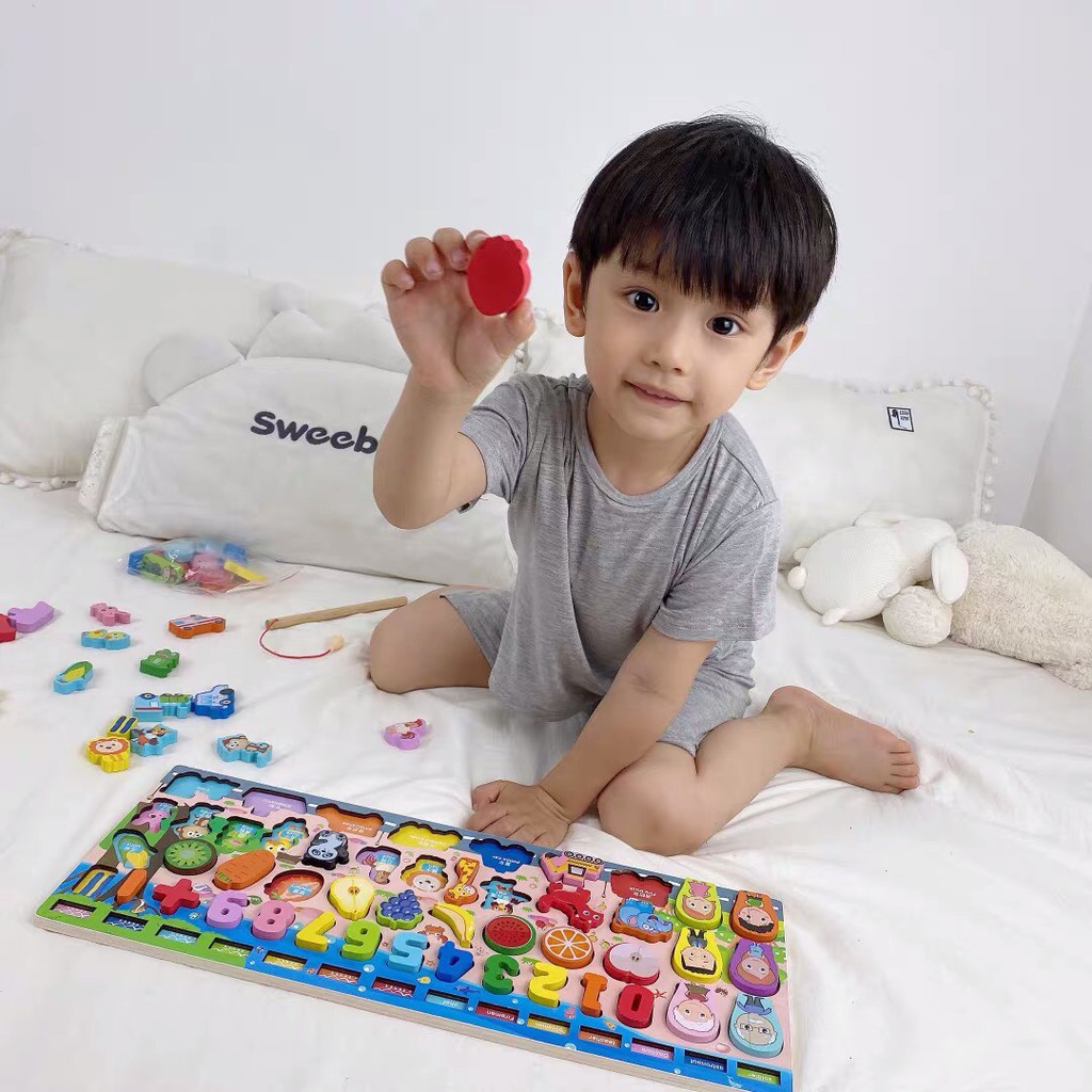 Đồ chơi gỗ Montessori xếp hình lắp ghép cho bé, bảng gỗ phát triển tư duy sáng tạo cho trẻ