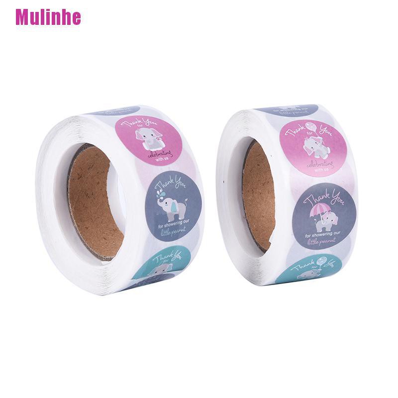 Cuộn 500 Miếng Dán Niêm Phong Bao Bì Họa Tiết Hoạt Hình Động Vật / Chữ Thank You Độc Đáo DIY