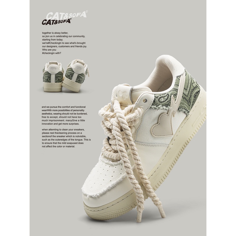 Giày Thể Thao Niche W4HV Sofa Và Cat Cashew Nut Flower Sờn Dày Dặn Hợp Thời Trang Cho Nam