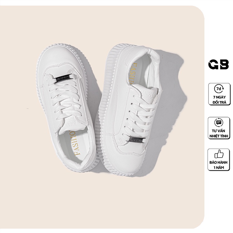 Giày Sneaker Nữ Giày BOM Thể Thao Độn Đế Bánh Mì Tăng Chiều Cao Màu Trắng Đẹp Mới Nhất giayBOM GB Classics B1176