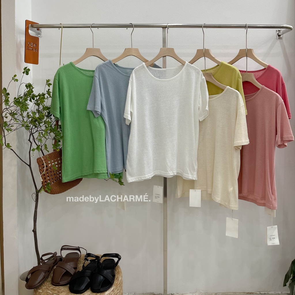 TEE COTTON giấy trơn cổ tròn 73102