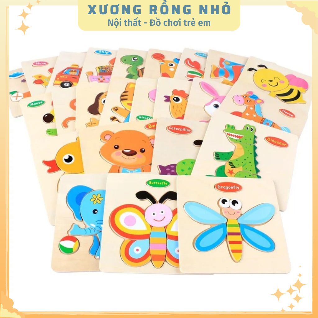 Tranh Ghép Hình Cho Bé Bằng Gỗ 3d 15x15x0.5cm Đồ Chơi Gỗ Ghép Hình 3d Sắc Nét An Toàn, Hình Đẹp Tư Duy cho bé