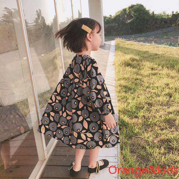 ins Korea Mori girl children new skirt female baby abstract sanding long-sleeved dress girl princess dress