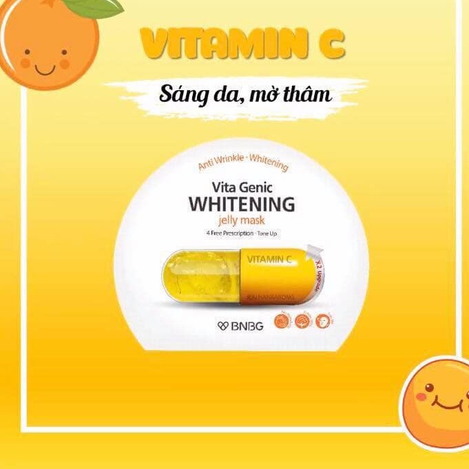 Hộp 10 Mặt Nạ BNBG dưỡng da trắng sáng, làm đều màu da Vitamin C Vita Genic Whitening Jelly Mask 30mlx10