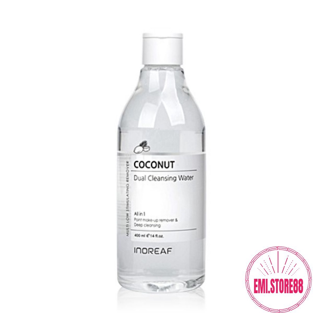 Nước Tẩy Trang Chiết Xuất Dầu Dừa INOREAF COCONUT DUAL CLEANSING WATER làm sạch , se khít lỗ chân lông