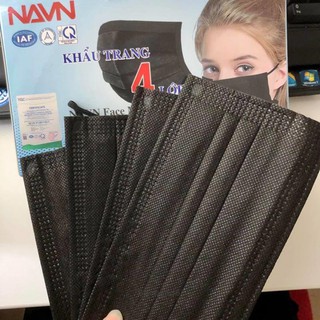 50 Cái Khẩu Trang Y Tế 4 Lớp Than Hoạt Tính Màu Đen Chống Vi Khuẩn, Bụi Bẩn, Hóa Chất Thương Hiệu Navn