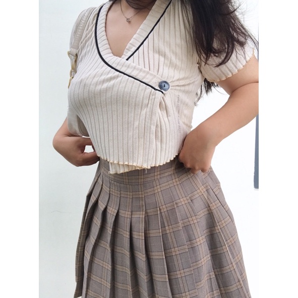 ❣áo croptop kiểu gài nút BIGSIZE đắp chéo một bên cho nàng mũm mĩm FATTYTA | BigBuy360 - bigbuy360.vn