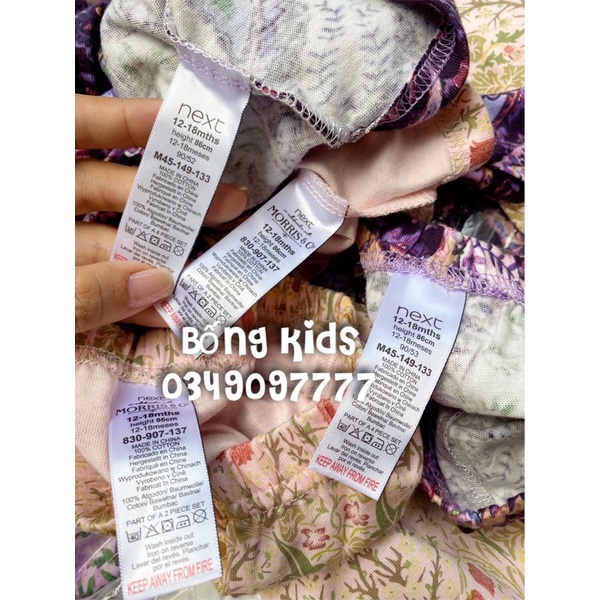 Bộ Thu Bé Gái Hoa Lá Riềm Cổ Next