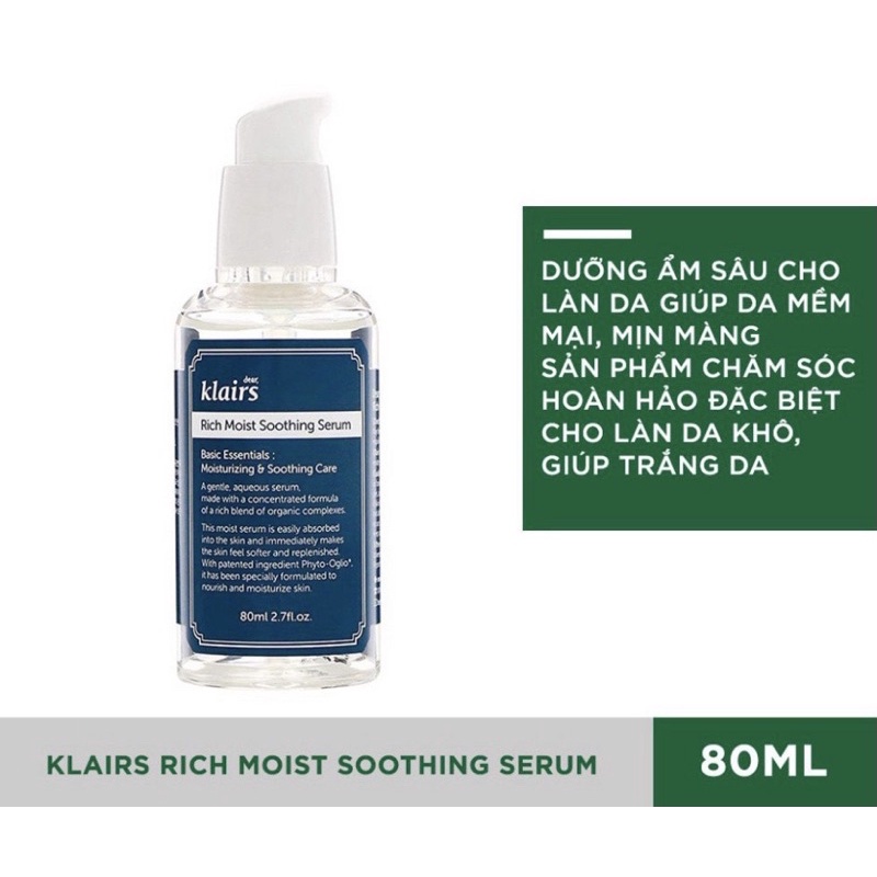 Tinh Chất Dưỡng Ẩm Klairs Rich Moist Soothing Serum