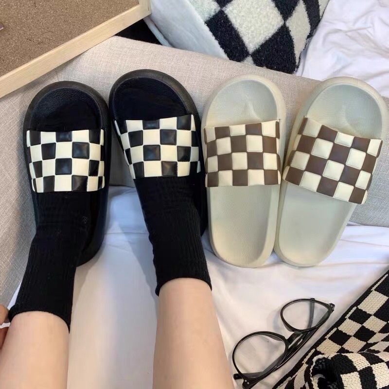 Dép quai ngang nữ hoạ tiết caro