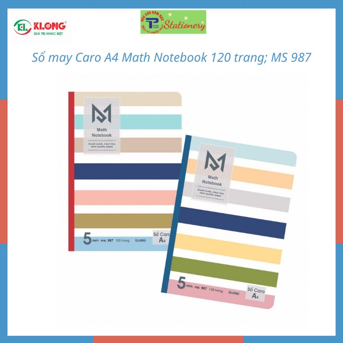 Vở may dán gáy Klong khổ B5 120,200 trang Caro MS 990,991