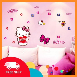 ⚡️𝗙𝗥𝗘𝗘𝗦𝗛𝗜𝗣⚡️ decal dán tường kitty hồng