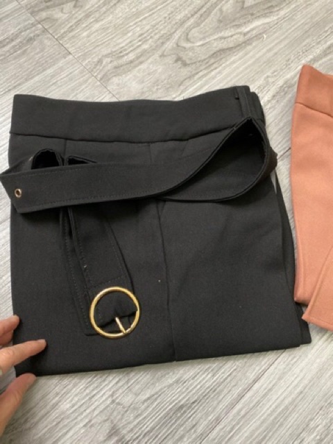 Quần culottes ống rộng kèm đai tròn chất tuyết mưa cao cấp | BigBuy360 - bigbuy360.vn