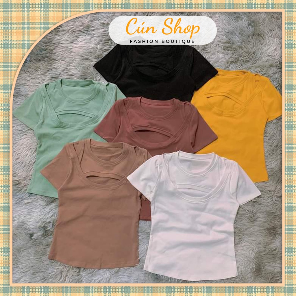 Com bo 3 áo phông kiểu croptop basic dễ mặc - cún shop
