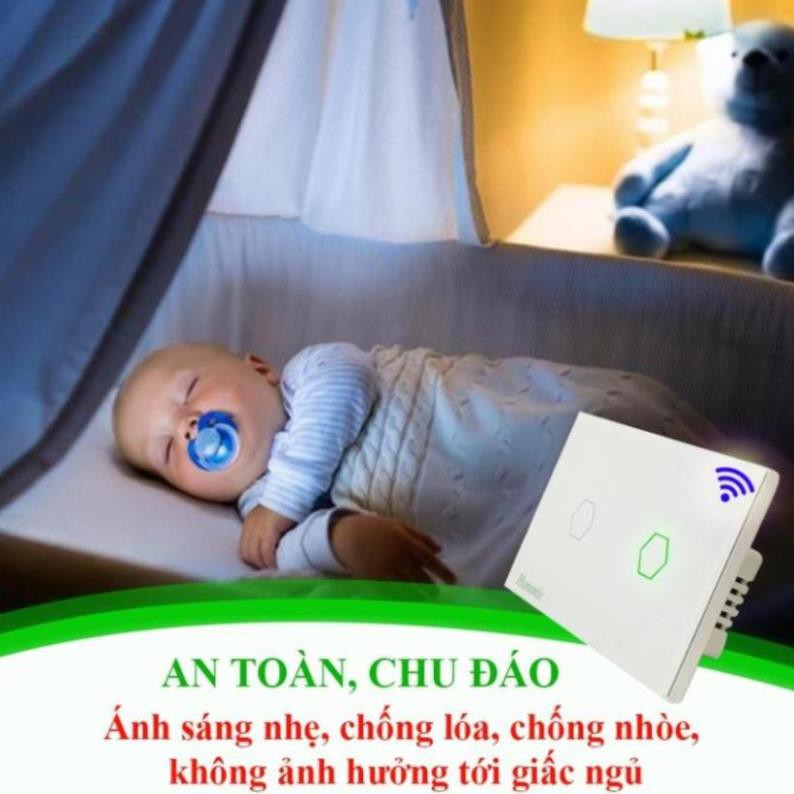 Công tắc cảm ứng Hunonic Datic 3 Nút kết nối Wifi điều khiển mọi thiết bị từ xa qua điện thoại, 2 màu trắng và đen