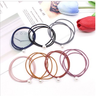 Dây cột tóc hàn quốc 3 sợi đính hạt châu trắng