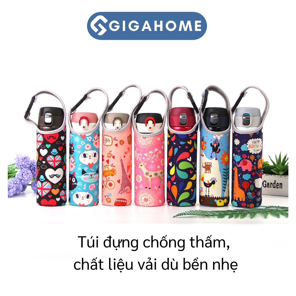 Túi Vải Bố Dày Đựng Bình Nước, Ly Giữ Nhiệt Chống Thấm, Có Quai Xách 450ml GIGAHOME 6692