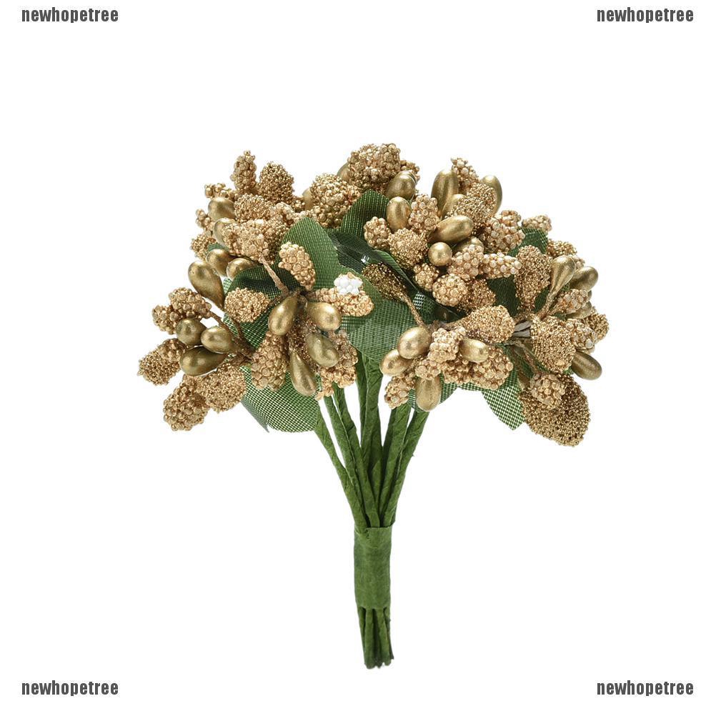 12 cành hoa hồng giả bằng lụa nhiều màu sắc