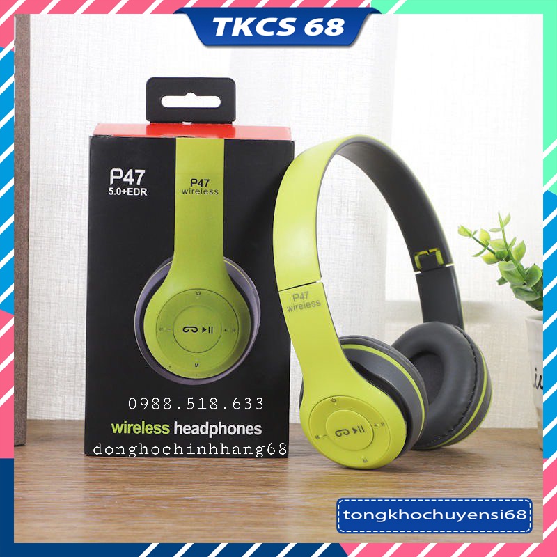 Tai Nghe Chụp Tai Bluetooth P47 Không Dây Có Mic Hỗ TrợThẻ Nhớ Âm Bass Cực Chất Nghe Nhạc Cực Hay Bảo Hành 1 Năm