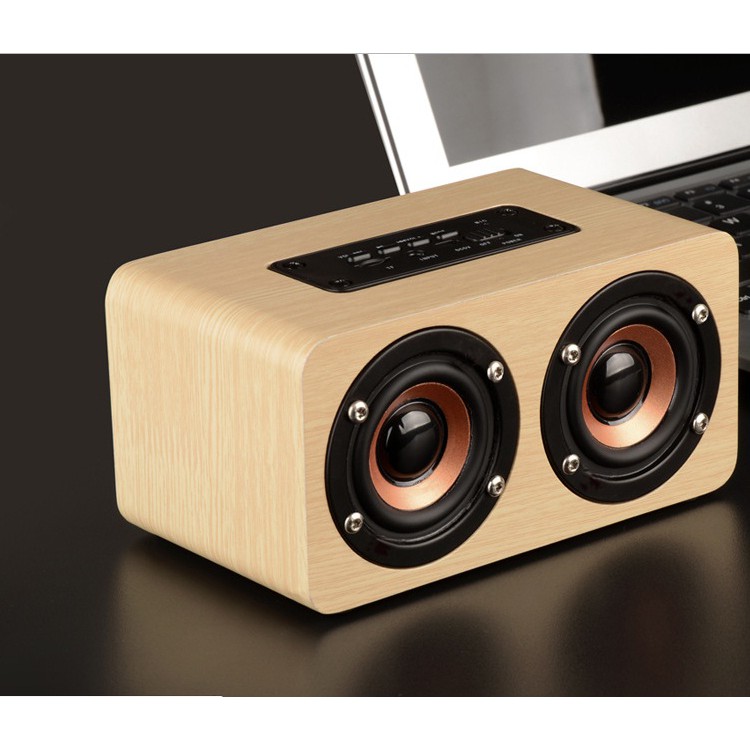 Loa Bluetooth Gỗ Cao Cấp Super Bass PC/Điện Thoại - Âm thanh nổi HIFI Stereo speaker W5 -dc2179