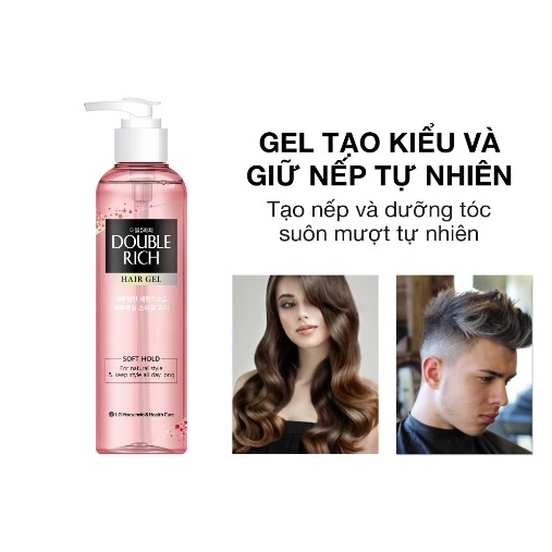 [ĐƠN 299K TẶNG SỮA TẮM 36K] Gel Tạo Kiểu Double Rich Soft Giữ Nếp Tự Nhiên 250ml