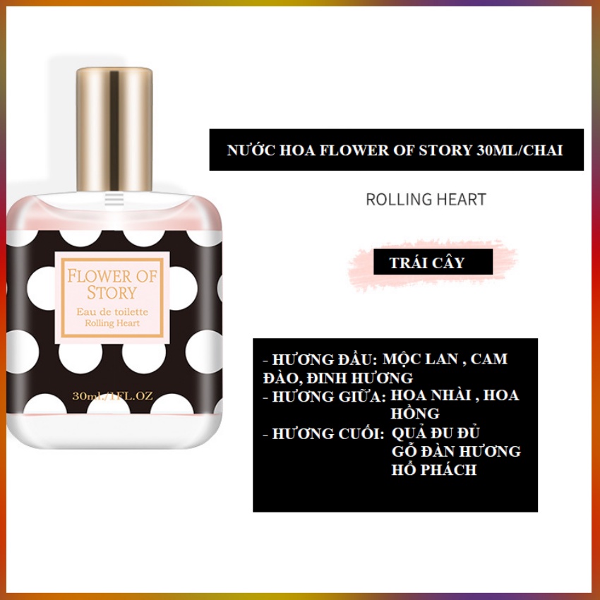 Nước Hoa Toàn Thân Mùi Rolling Heart 30ml/Chai Hương Hoa Nồng Nàn