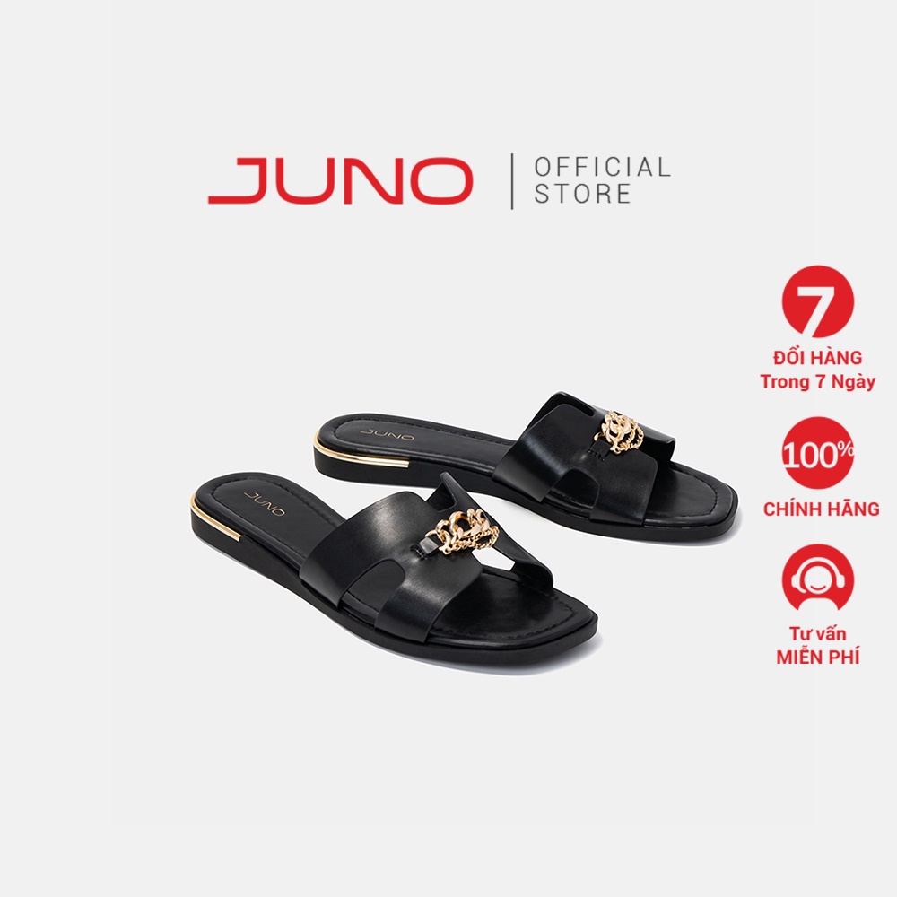 Giày Sandal 3cm Nữ JUNO Slip-On Trang Trí Xích Kim Loại SD03059