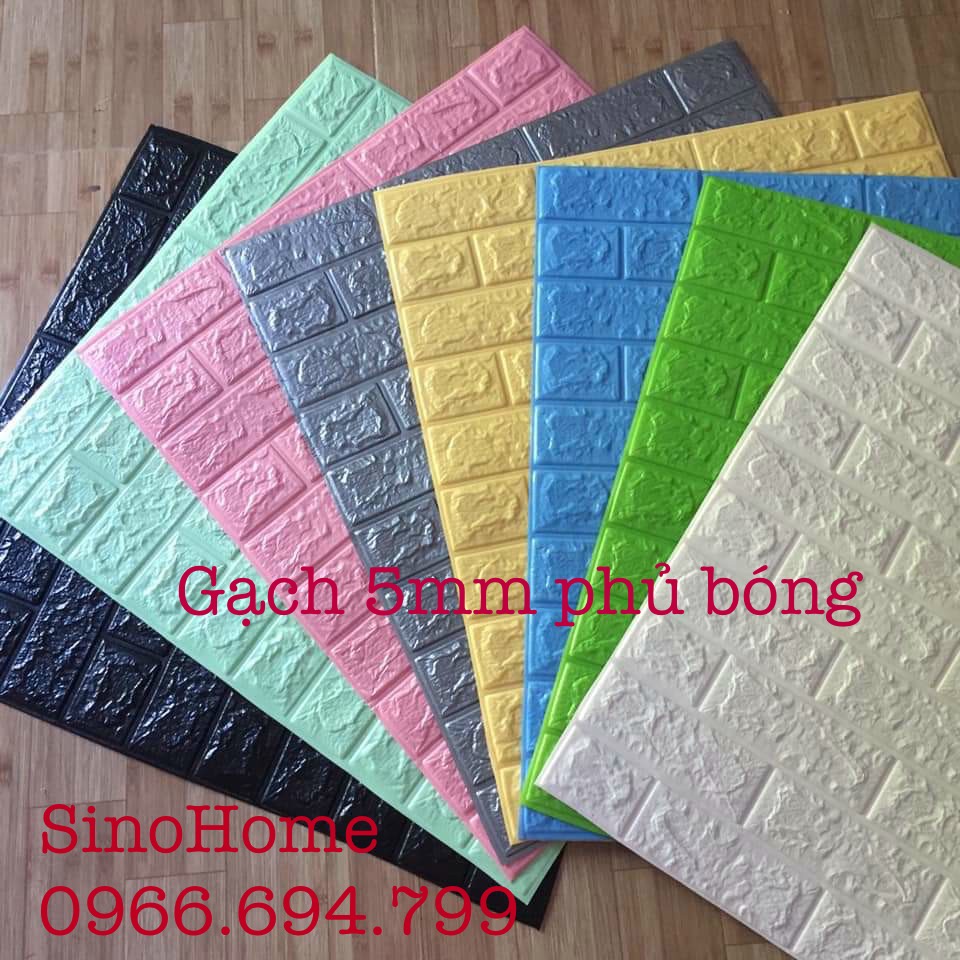 Xốp dán tường 3D giả gạch Việt Nam dày 5mm phủ bóng - khổ lớn 70 x 77 - Loại 1