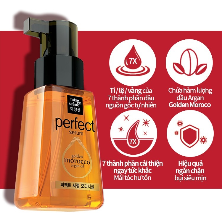 Dưỡng tóc Mise En Scene Perfect 80ml Golden Morocco 80ml giàu vitamin E,dưỡng chất phục hồi tóc sơ, khô, Ép, Uốn, Nhuộm