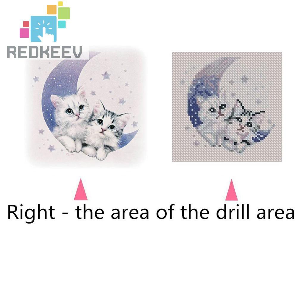 Bộ Tranh Đính Đá Tự Làm Hình Chú Mèo Mặt Trăng Đáng Yêu 1.13