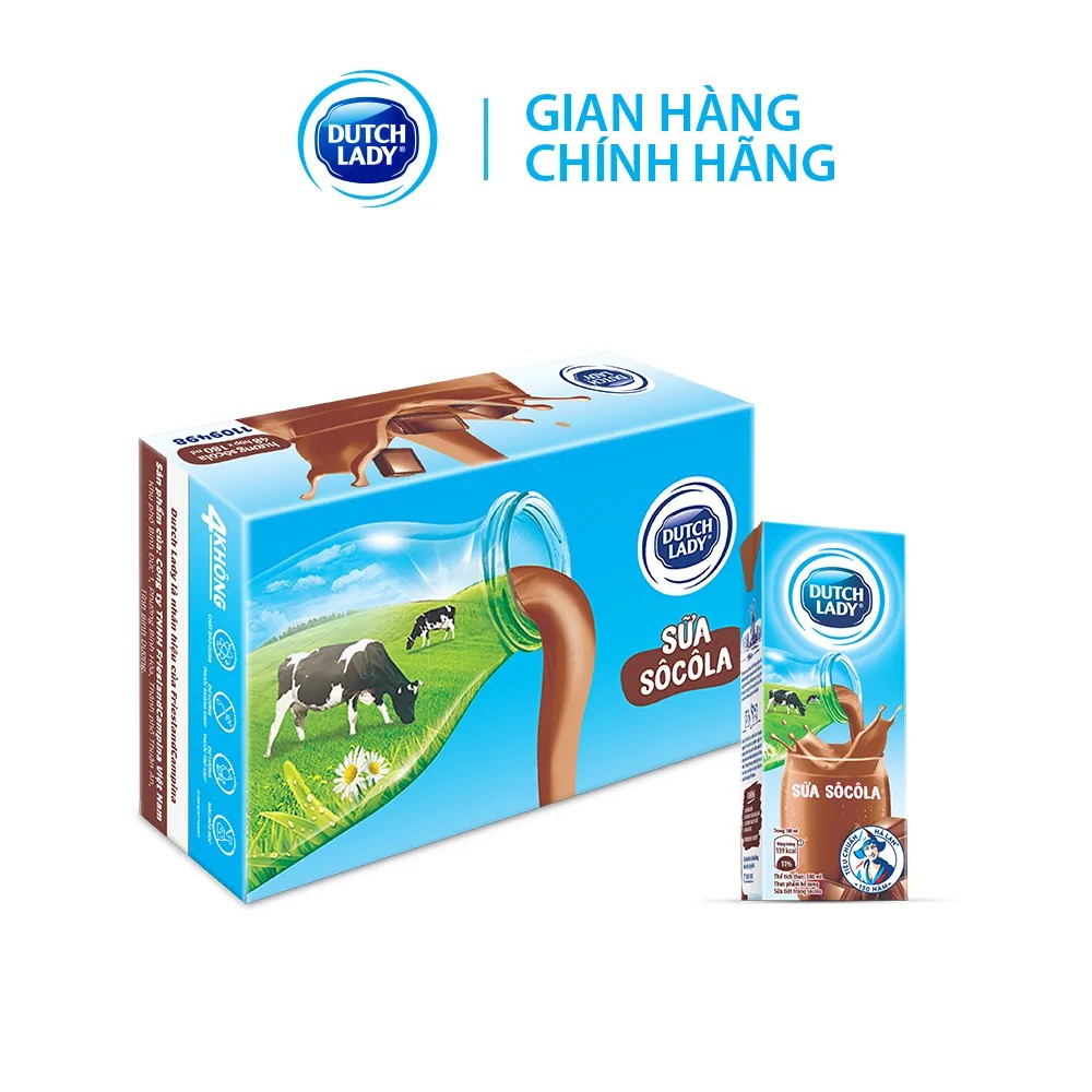 Thùng 48 Hộp Sữa Tươi Tiệt Trùng Dutch Lady Cô Gái Hà Lan Hương Socola (48 x 180ml)