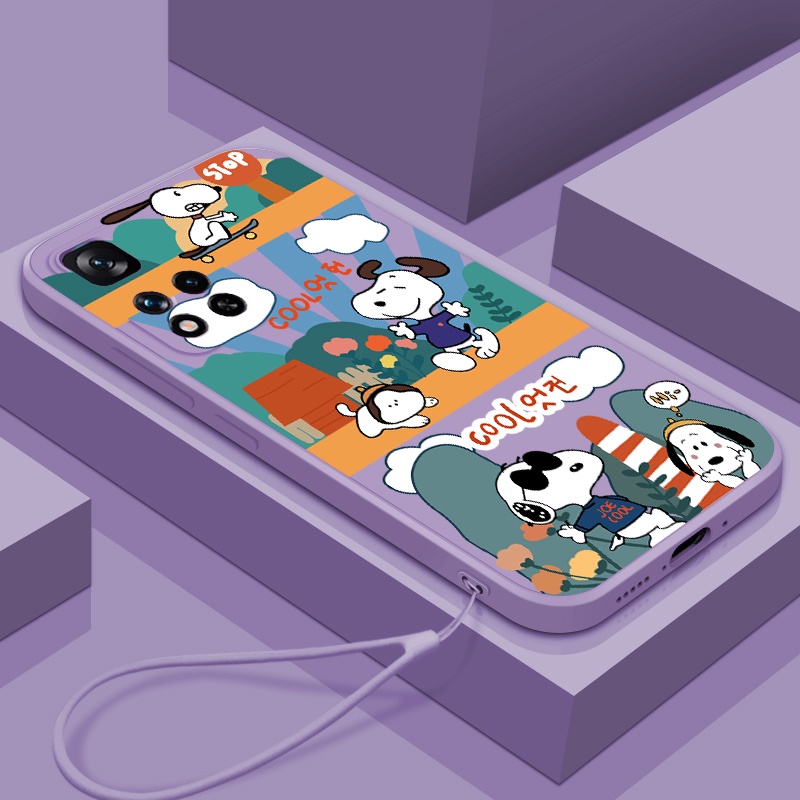 Ốp Điện Thoại Silicon In Hình Snoopy Có Dây Đeo Cho Redmi 10 Redmi 9 Redmi 8 Redmi 7