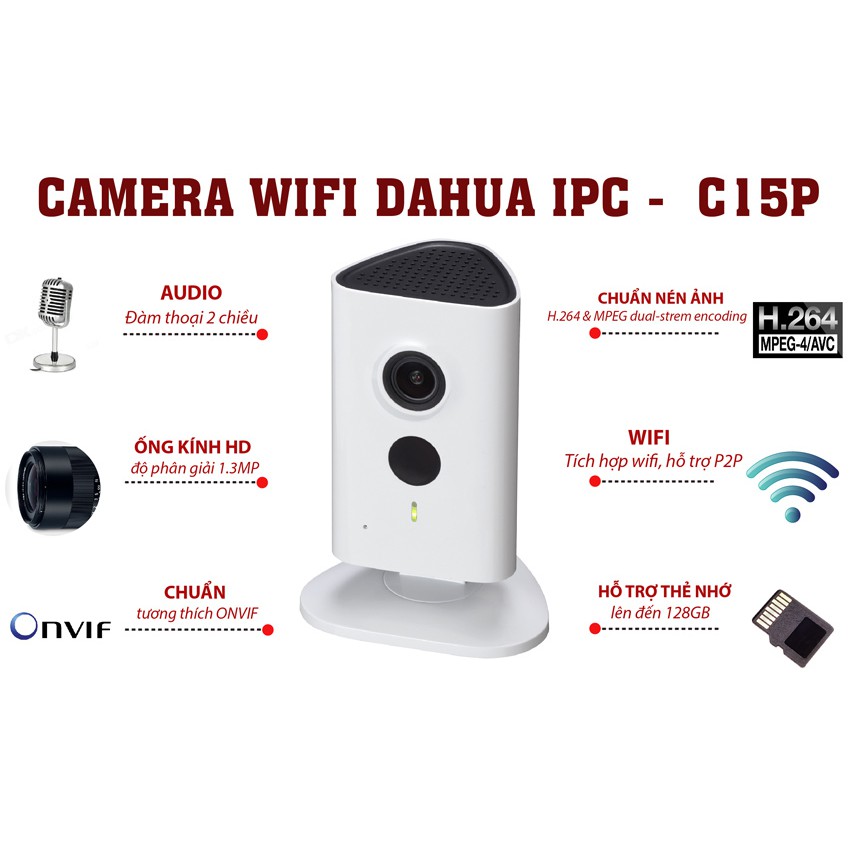 Camera IP Wifi Dahua 1.3Mp IPC-C15P - Hàng chính hãng