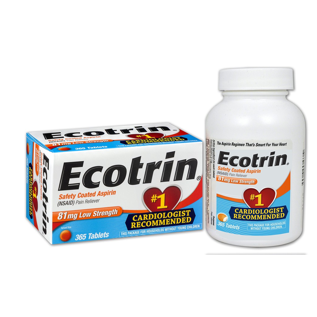[DATE 2/2023] Ecotrin 81mg Low Strength Safety Coated Aspirin 365 Viên