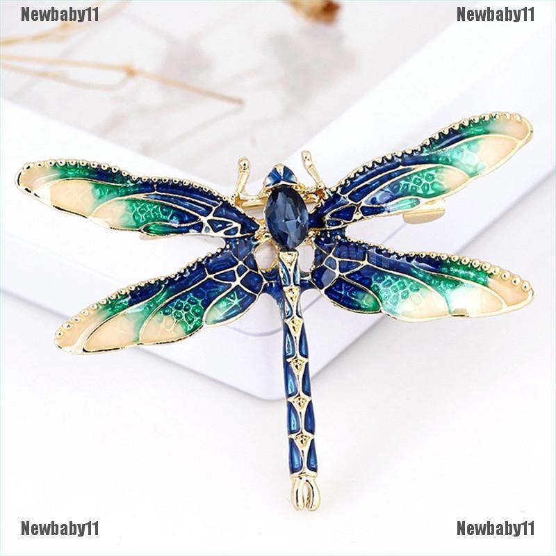 Ghim Cài Áo Hình Chuồn Chuồn Đính Đá Tráng Men