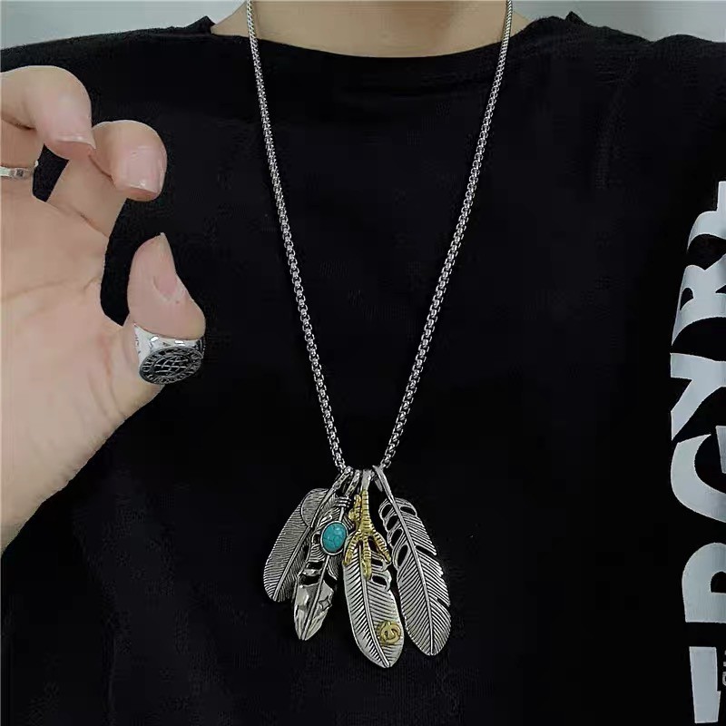 Dây Chuyền Nam Lông Vũ Feathers Kuu Clothes Màu Bạc Đẹp Cao Cấp - Mặt Vòng Cổ Nam Cá Tính Titan Không Gỉ - Lông Vũ Feath