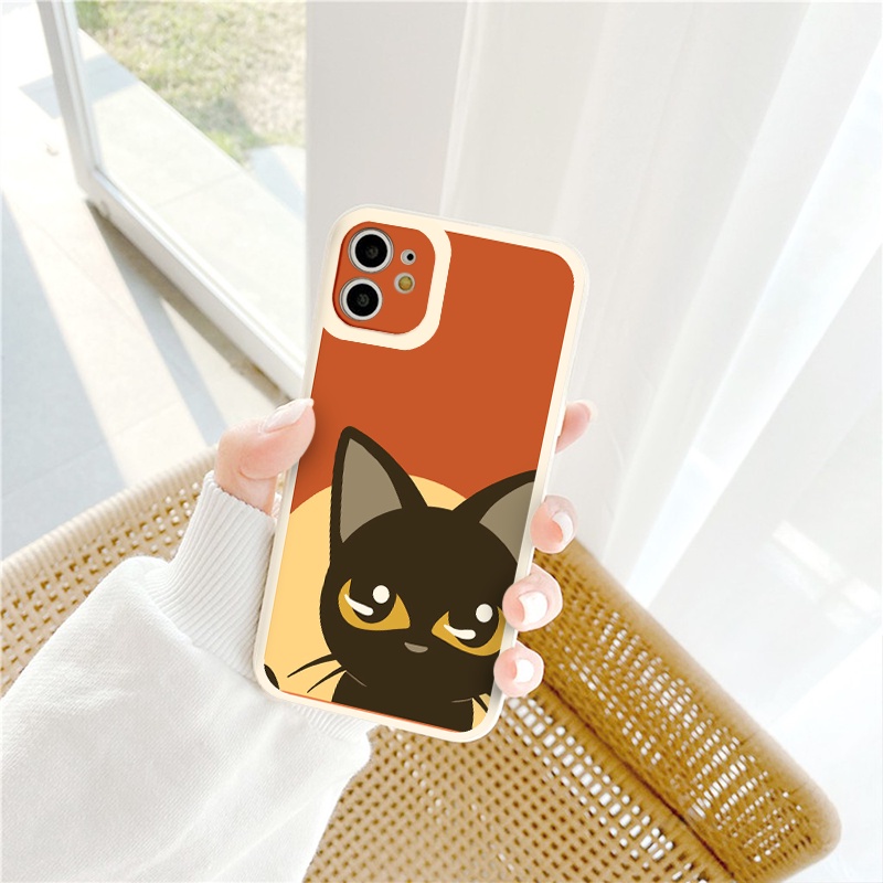 Ốp lưng iphone Mèo đen sắc sảo cạnh vuông  cho iphone 11 7plus 8plus x xsmax 11pro max 12pro 12promax13promax tr1074
