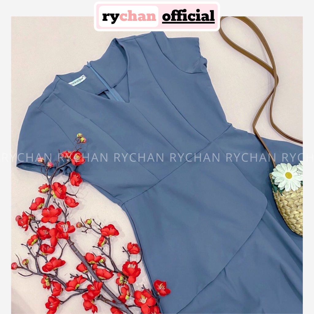 Đầm Nữ Công Sở Thiết Kế Cổ V Tà Lửng Tay Ngắn Thanh Lịch Độc Đáo Màu Xám [ẢNH THẬT CUỐI] - DX9921