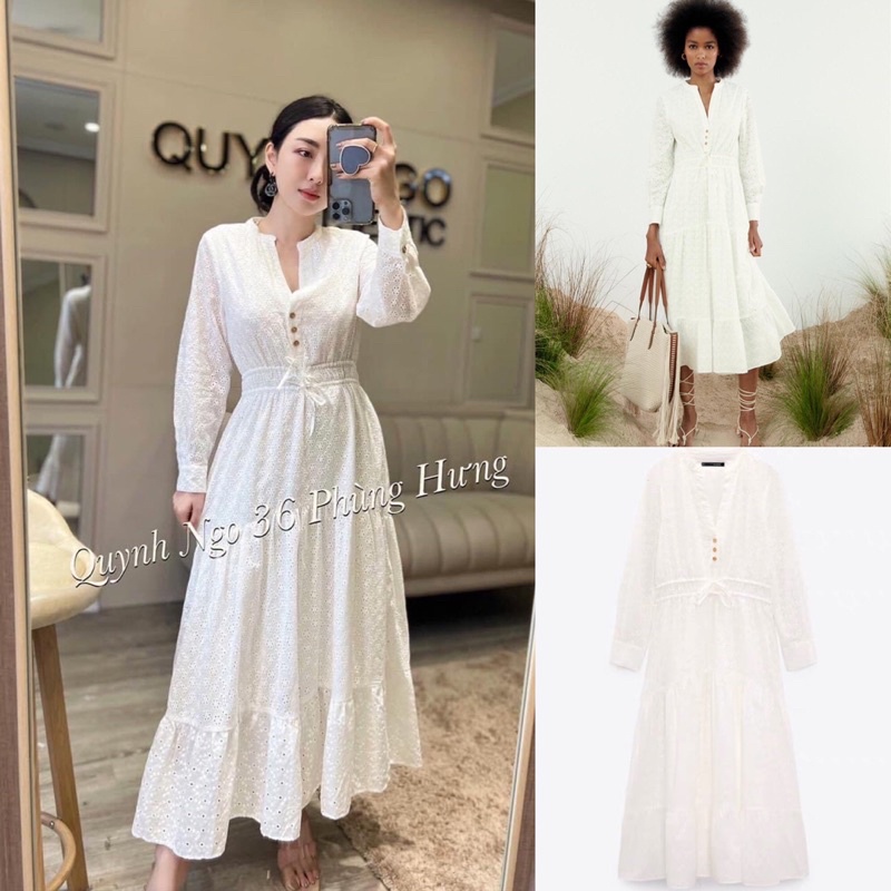 Đầm Zara Đầm maxi váy maxi Zara xuất xịn đi biển du lịch chất liệu thô đục lỗ V057 Váy Zara