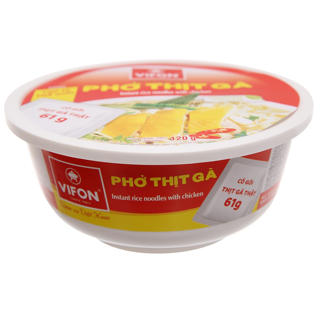 4 TÔ Phở thịt gà Vifon tô 120g (có gói thịt gà thật)